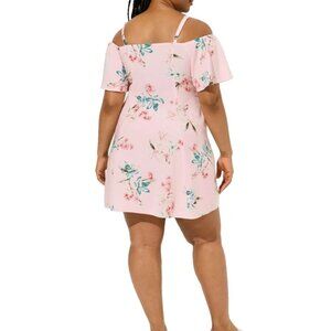 Torrid Pink Floral Pockets Off-Shoulder Midi Challis Dress Size 2X